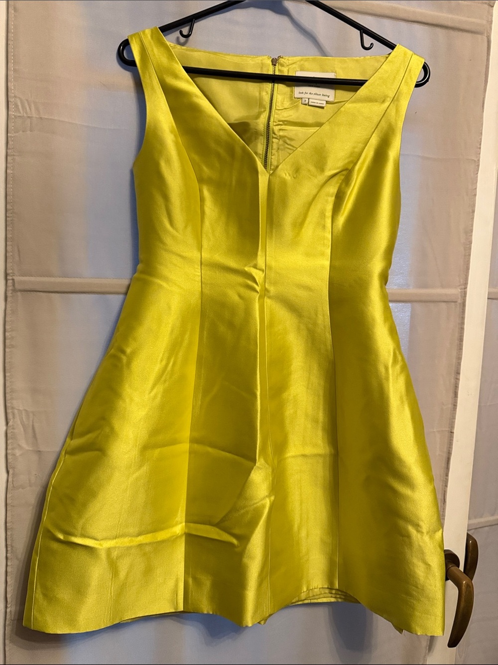 kate spade Chartreuse Satin V-Neck Mini Dress